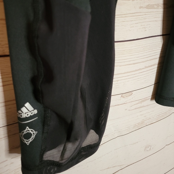 Adidas medium new black crop leggings mesh bottom 3/4 length - Picture 5 of 5